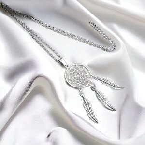 NEW Dream Catcher Feather Necklace Rolo Silver Chain